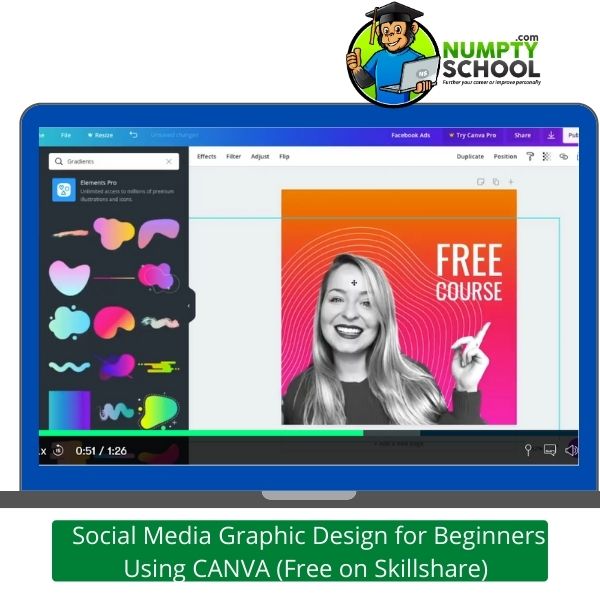 Social Media Graphic Design for Beginners Using CANVA (Free on Skillshare)